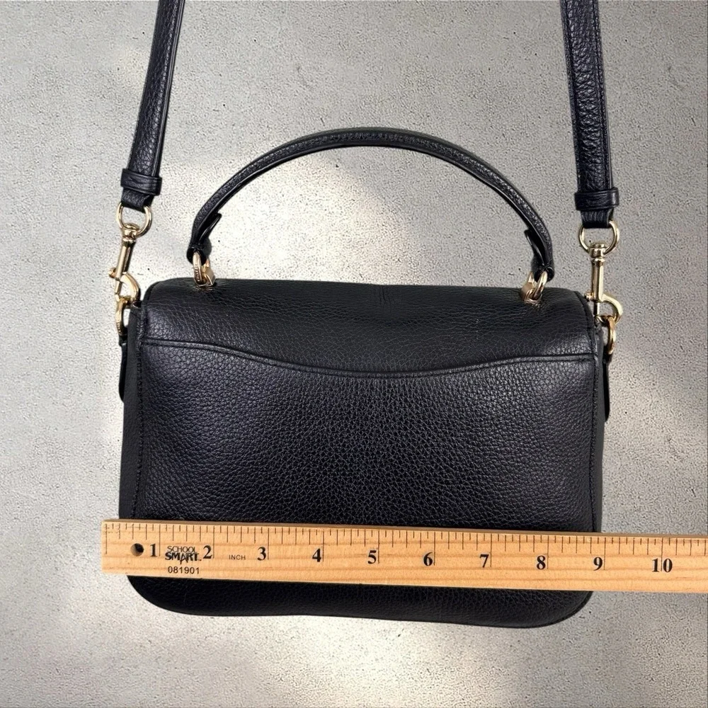 Coach Marlie Top Handle Satchel Black Leather Crossbody Turn Lock Bag C1557